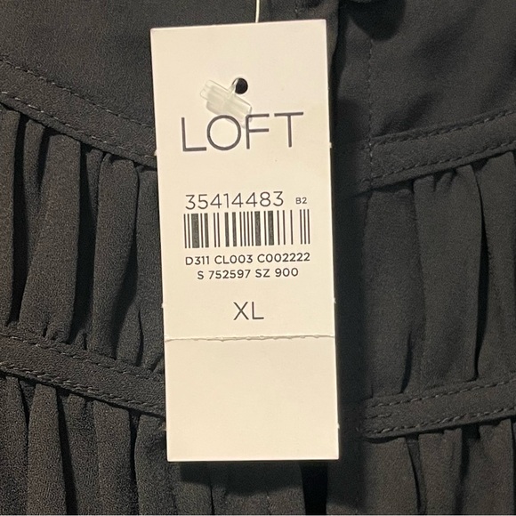 LOFT Black Pleated Long Sleeve Blouse Ruffle Cuffs Women’s XL NWT - Picture 7 of 15